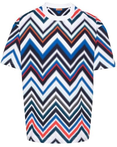 Missoni Zigzag-print Cotton T-shirt - Blue