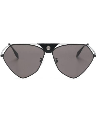 Alexander McQueen Top Piercing Geometric-frame Sunglasses - Grey