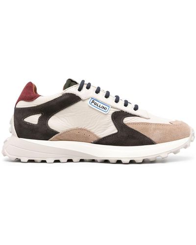 Pollini Panelled-design Lace-up Sneakers - White