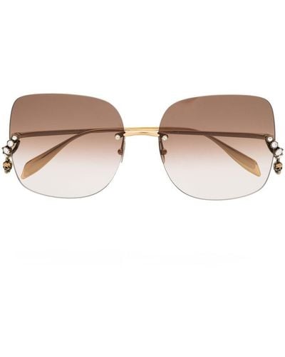 Alexander McQueen Skull-pendant Square-frame Sunglasses - Brown