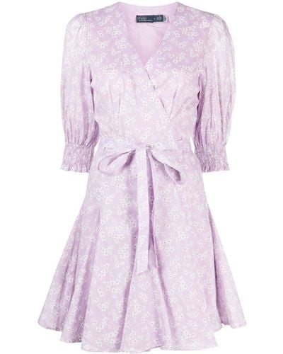 Polo Ralph Lauren Vestido cruzado con estampado floral - Morado