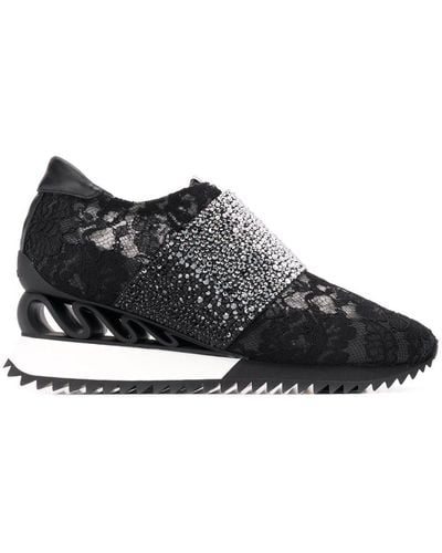 Le Silla Rhinestone Embellished Sneakers - Black
