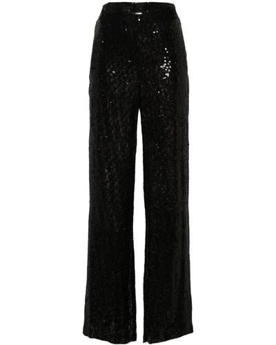 Alice + Olivia Sequin-embellished Wide-leg Trousers - Black