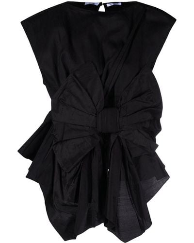 Christopher John Rogers Crushed Bow Cut-out Cotton-silk Blouse - Black