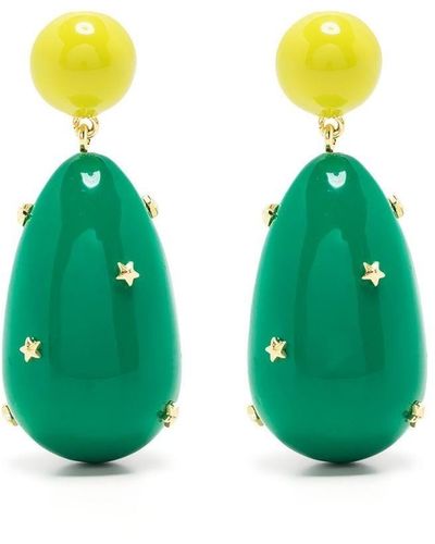 Eshvi Two-tone Drop Earrings - Green