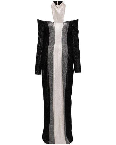 Jean Louis Sabaji Glitter-embellished Halterneck Gown - Black