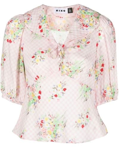 RIXO London Camicia a fiori - Rosa