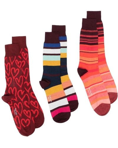 Paul Smith Set de tres pares de calcetines - Rojo