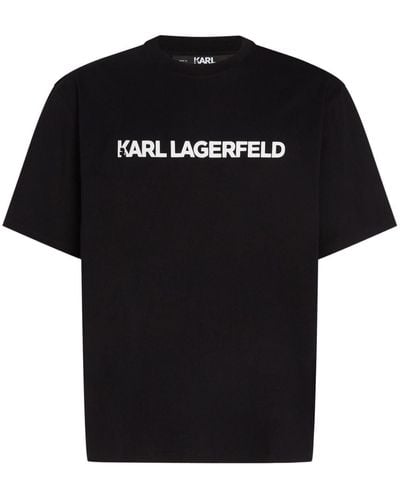 Karl Lagerfeld Logo-print Organic-cotton T-shirt - Black