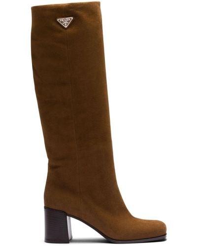 Prada Suede Knee-high Boots 65 - Brown