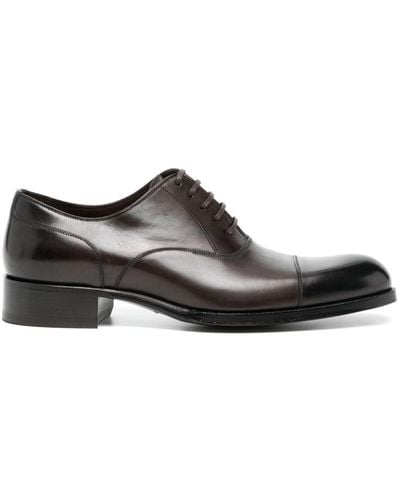 Tom Ford Elkan Leather Oxford Shoes - Brown