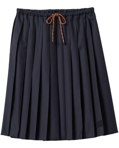 Miu Miu Pleated Midi Skirt - Black