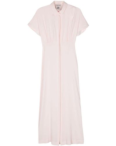 Semicouture Ruched-detail Crepe Shirtdress - Pink