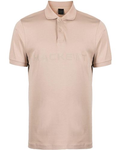 Hackett Logo-print Cotton Polo Shirt - Natural