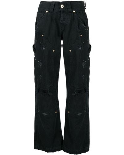 VAQUERA Distressed Paneled Straight-leg Jeans - Black