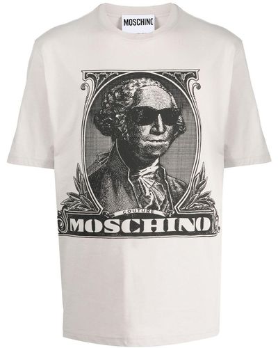 Moschino Logo-print Organic-cotton T-shirt - Grey