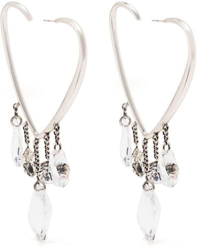 Saint Laurent Embellished Hoop Earrings - White