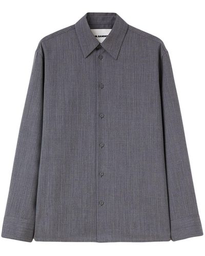 Jil Sander Chemise en laine à manches longues - Gris