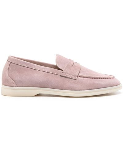 SCAROSSO Luciana Penny-slot Suede Loafers - Pink