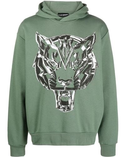 Philipp Plein Chrome Tiger Cotton Sweatshirt - Green