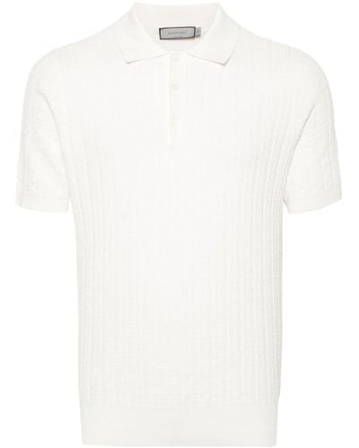 Canali Gestricktes Poloshirt - Weiß