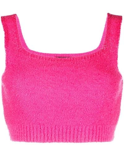 Undercover Knitted Fleece Crop Top - Pink