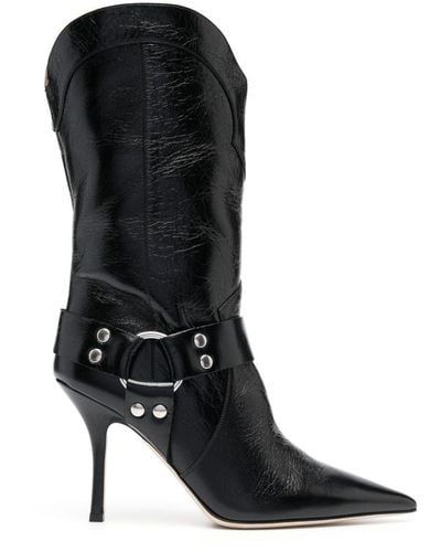 Paris Texas Pointed-toe Leather Boots - Black