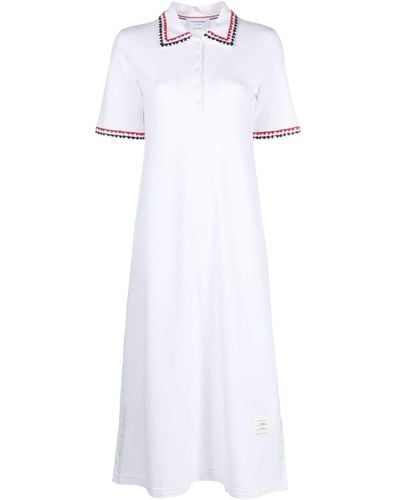 Thom Browne Rwb-trimmed Polo Dress - White