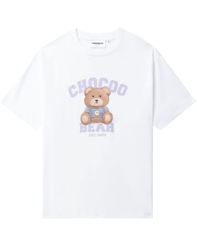 Chocoolate Chocoo Bear Cotton T-shirt - White