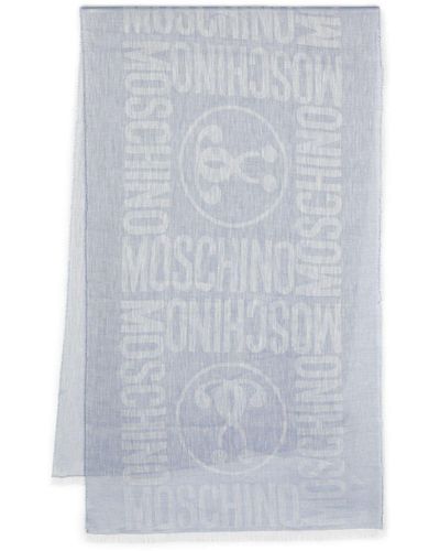 Moschino Jacquard-logo Chambray Scarf - Grey