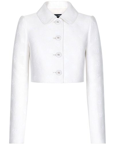 Dolce & Gabbana モノグラム クロップドジャケット - ホワイト