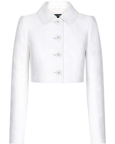 Dolce & Gabbana Geknöpfte Cropped-Jacke - Weiß