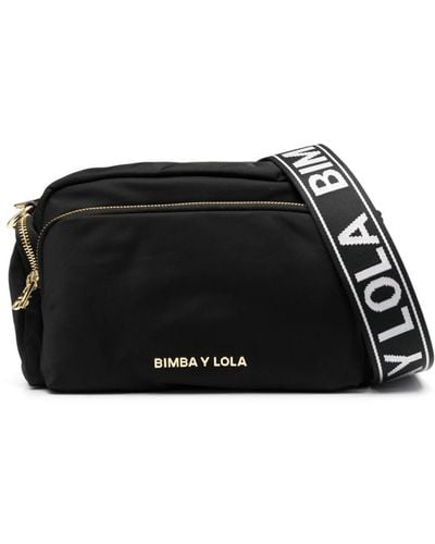Bimba Y Lola Logo-embellished Multi-pocket Crossbody Bag - Black