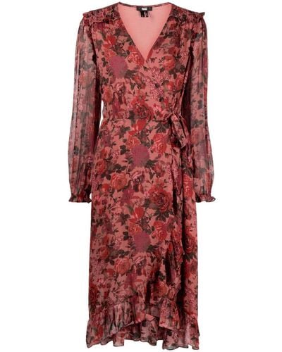 PAIGE Rose-print Silk Dress - Red