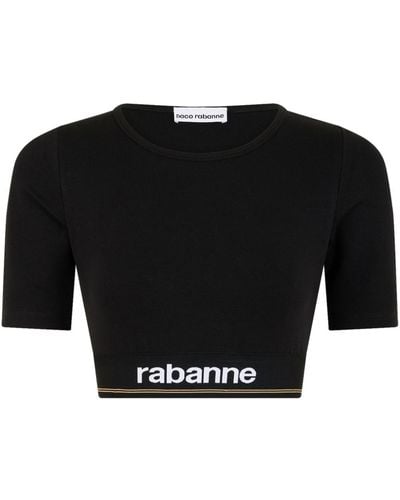Rabanne Bodyline Cropped-T-Shirt - Schwarz