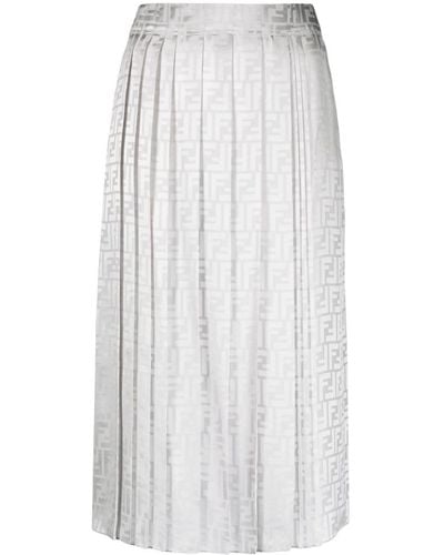 Fendi Ff-motif Pleated Skirt - White