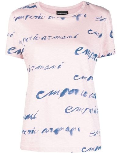 Emporio Armani Logo-print Cotton T-shirt - Pink