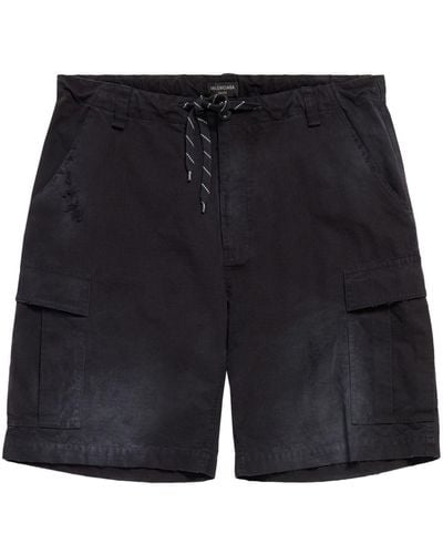 Balenciaga Faded Cotton Cargo Shorts - Black