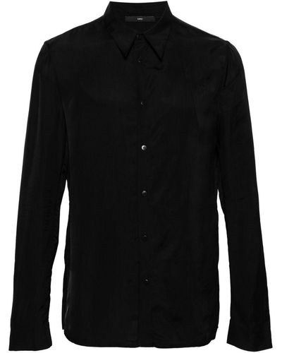 SAPIO Long-sleeve Satin Shirt - Black
