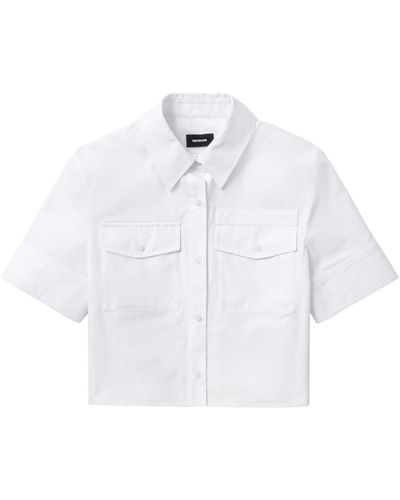 we11done Cropped-Hemd aus Popeline - Weiß