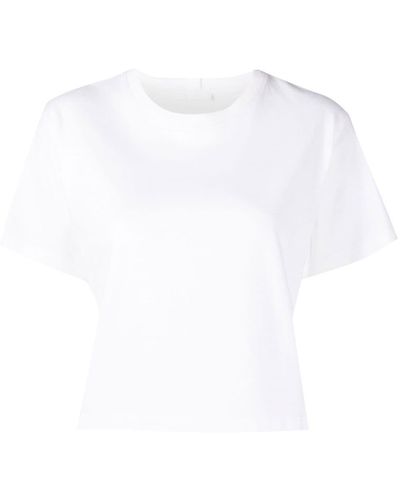 Helmut Lang T-shirt crop con logo goffrato - Bianco