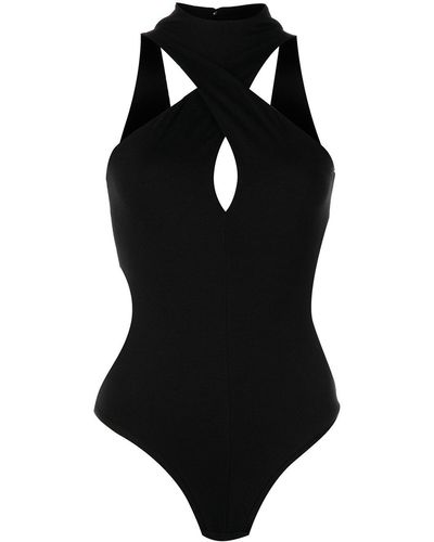 Alix Eva High-neck Bodysuit Top - Black