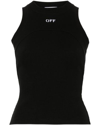 Off-White c/o Virgil Abloh Logo-embroidered Ribbed Tank Top - Black