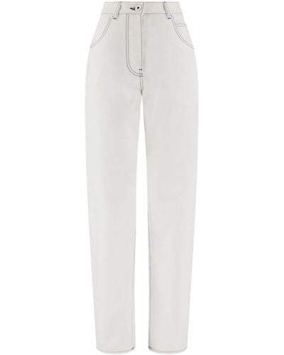 Ferragamo Contrast-stitched Wide-leg Jeans - White