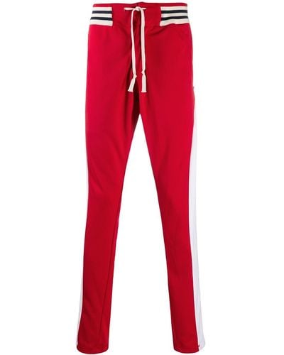 Greg Lauren Pantalon de jogging à empiècement contrastant - Rouge
