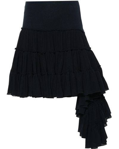 Loewe Asymmetric Ruffled Mini Skirt - Black