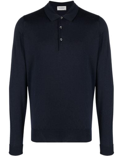 John Smedley Cotswold Merino Wool Polo Shirt - Blue