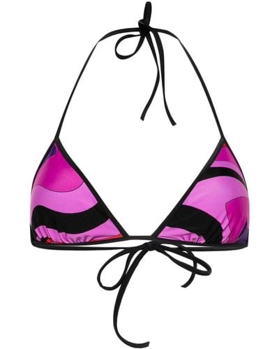 Emilio Pucci Bikinitop Met Print En Logo - Paars