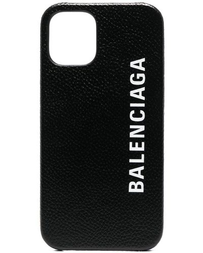 Balenciaga Funda para iPhone 12 mini con logo - Negro