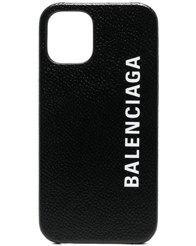 Balenciaga Coque d'iPhone 12 Mini à logo - Noir